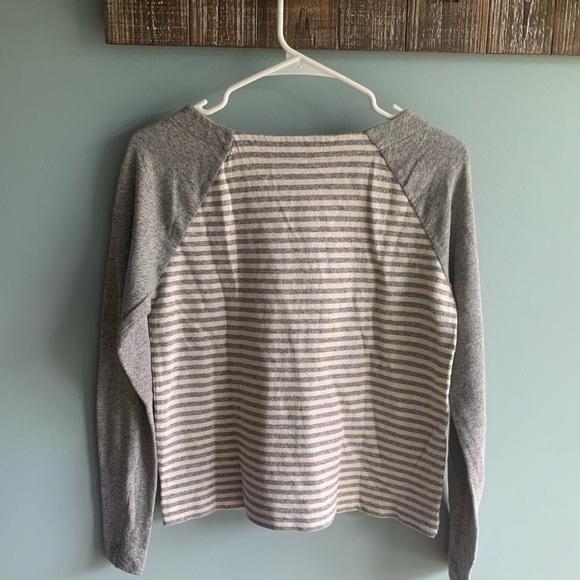 Loft Striped Lightweight Sweatshirt Gray Extra Small - Picture 3 of 6